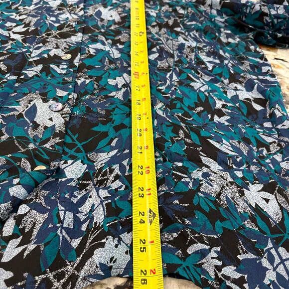 Rena Rowan Womens Size 18W Button Up Shirt 100% Silk Vintage Floral Top Career - Picture 10 of 12